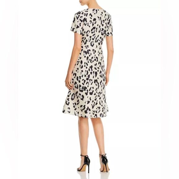 *Lafayette 148* New York 💯 SILK Amanda Print Flare Midi Dress Cheetah Womens 16 - Picture 3 of 12